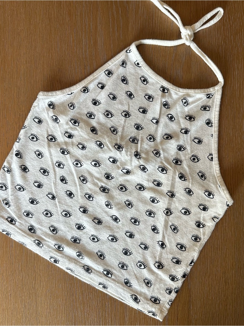 Brandy Melville White Halter Eye-Print Top